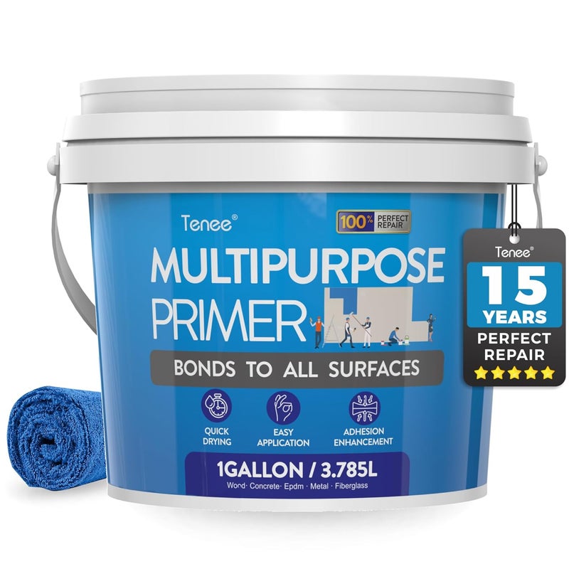 Tenee 1 Gallon Liquid Rubber Multi-Purpose Primer, EPDM & TPO Primer with Gloves, Water-Based Elastomeric Roof Coating for Outdoor, High-Adhesion Bonding RV Roof Coating for Concrete, Deck, Wood, Metal - Image 1